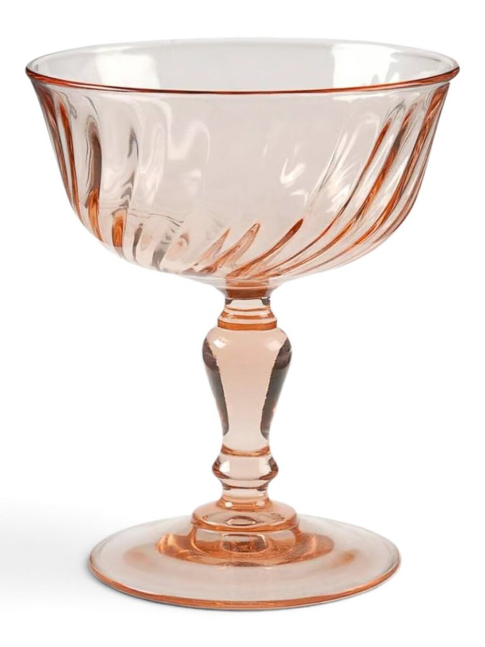 70s Vintage Luminarc Rosaline Pink Swirled Optic Sherbet Depression Glass